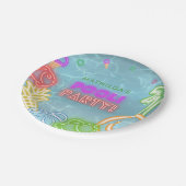 Neon Glow Pool Party Any Age Birthday Pappteller (Schrägansicht)