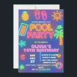 Neon Glow Pool Party Geburtstag Einladung<br><div class="desc">Beginnen Sie das Party mit diesem Neon Glow Pool Party Geburtstagseinladung - der ideale Einladung für Kinder, Tweens oder Teens, die bereit sind, in eine lustige und farbenfrohe Sommerfeier zu tauchen! Dieses Design mit elektrischen Neonakzenten, leuchtendem Text und spielerischer Billardgrafik eignet sich hervorragend für Nachtschwimmer, helle Party im Hinterhof oder...</div>