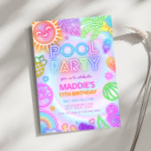 Neon Glow Pool Party Geburtstag Einladung