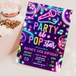 Neon Glow Pop Star Dance Music Geburtstagsparty Einladung<br><div class="desc">Neon Glow Pop Star Dance Music Einladung zum Geburtstag</div>