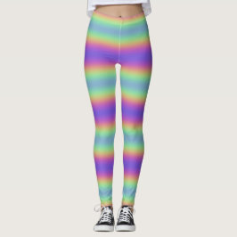 Neon Glow Rainbow Horizontal Strip Leggings