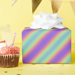Neon Glow Rainbow Strip Wrapping Paper Geschenkpapier