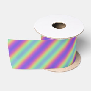 Neon Glow Rainbow Stripe Ribbon Satinband