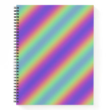 Neon Glow Rainbow Stripe Spiral Notebook