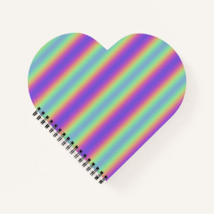 Neon Glow Rainbow Stripe Spiral Notebook Notizblock