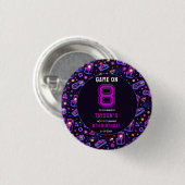 Neon Glow Retro Arcade Gaming 8. Geburtstag Button (Vorne & Hinten)