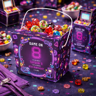 Neon Glow Retro Arcade Gaming 8. Geburtstag Geschenkschachtel