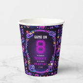 Neon Glow Retro Arcade Gaming 8. Geburtstag Pappbecher (Vorderseite)