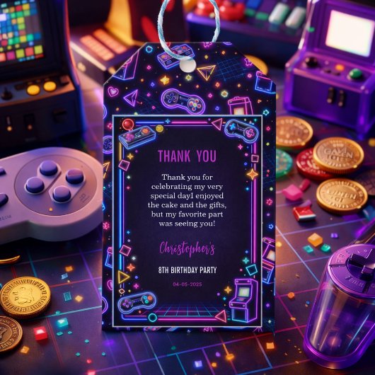 Neon Glow Retro Arcade Gaming 8th Birthday Geschenkanhänger