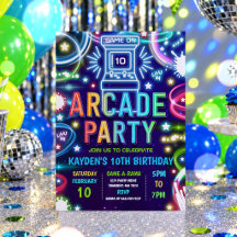 Neon-Glow Retro-Arcade-Gaming-Birthday-Party