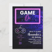 Neon Glow Retro Arcade Gaming Geburtstagsparty Einladung (Vorderseite)