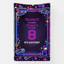 Neon Glow Retro-Arcade-Spiele 8. Geburtstag