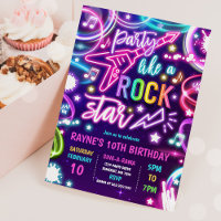 Neon Glow Rock Star Tance Music Geburtstagsparty
