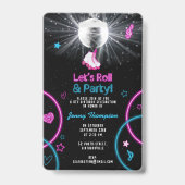 Neon Glow Roller Skaten Let's Roll Birthday Party Ausweis (Rückseite)