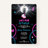 Neon Glow Roller Skaten Let's Roll Birthday Party Ausweis (Rückseite)
