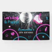 Neon Glow Roller Skaten Let's Roll Birthday Party Banner (Horizontal)