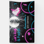 Neon Glow Roller Skaten Let's Roll Birthday Party Banner (Vertikal)