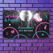 Neon Glow Roller Skaten Let's Roll Birthday Party Banner