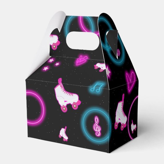 Neon Glow Roller Skaten Let's Roll Birthday Party Geschenkschachtel (Rückseite)