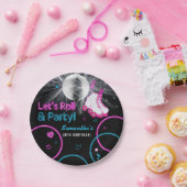 Neon Glow Roller Skaten Let's Roll Birthday Party Pappteller (Party)