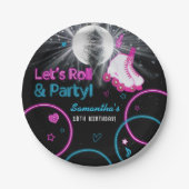 Neon Glow Roller Skaten Let's Roll Birthday Party Pappteller (Vorderseite)