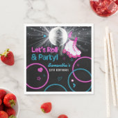 Neon Glow Roller Skaten Let's Roll Birthday Party Serviette (Beispiel)