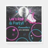 Neon Glow Roller Skaten Let's Roll Birthday Party Serviette (Vorderseite)