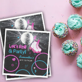 Neon Glow Roller Skaten Let's Roll Birthday Party Serviette