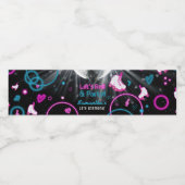 Neon Glow Roller Skaten Let's Roll Birthday Party Wasserflaschenetikett (Einzelnes Label)