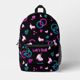 Neon Glow Roller Skaten Roll Girl Bedruckter Rucksack