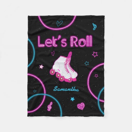Neon Glow Roller Skaten Roll Girl Fleecedecke (Vorderseite)