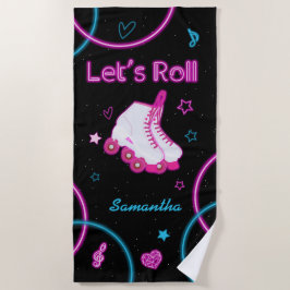 Neon Glow Roller Skaten Roll Girl Strandtuch
