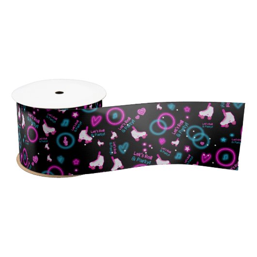 Neon Glow Roller Skaten Roll Pattern Satinband (Spule)