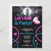 Neon Glow Roller Skating Let's Roll Birthday Party Einladung (Vorderseite)