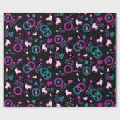 Neon Glow Roller Skating Let's Roll Pattern Geschenkpapier (Flach)