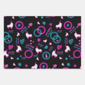 Neon Glow Roller Skating Let's Roll Pattern Geschenkpapier Set (Vorderseite 3)