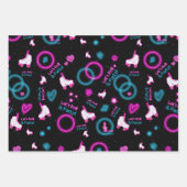 Neon Glow Roller Skating Let's Roll Pattern Geschenkpapier Set (Vorderseite 2)