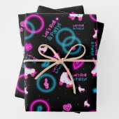 Neon Glow Roller Skating Let's Roll Pattern Geschenkpapier Set (Beispiel)
