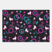 Neon Glow Roller Skating Let's Roll Pattern Geschenkpapier Set (Vorderseite)