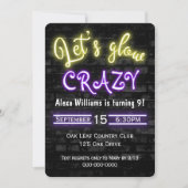 Neon Glow Sign auf der Brillenwand zum 9. Geburtst Einladung (Vorderseite)