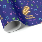 Neon Glow Singing Karaoke Name Birthday Geschenkpapier (Rolleneckpunkt)