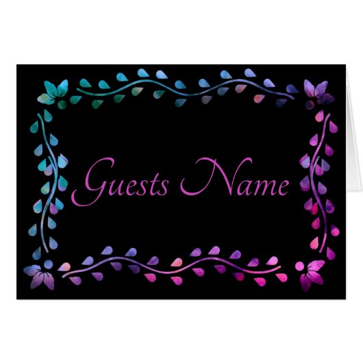 Neon Glow Sitzplatzgast Name Table Card (Vorderseite (Horizontal))