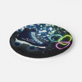 Neon Glow Skate Blue Birthday Party Skaten Pappteller (Schrägansicht)