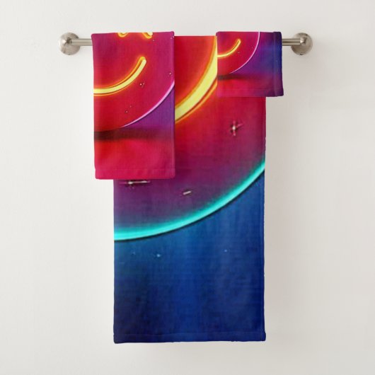 Neon Glow Smiley Badhandtuch Set (Insitu)