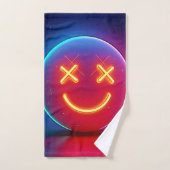 Neon Glow Smiley Badhandtuch Set (Handtuch)
