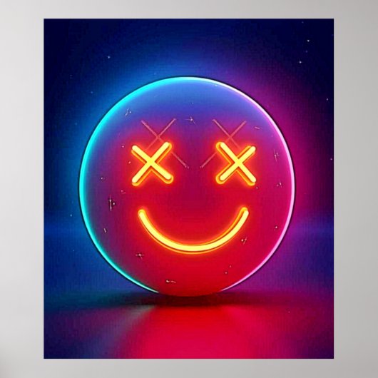 Neon Glow Smiley Poster (Vorne)