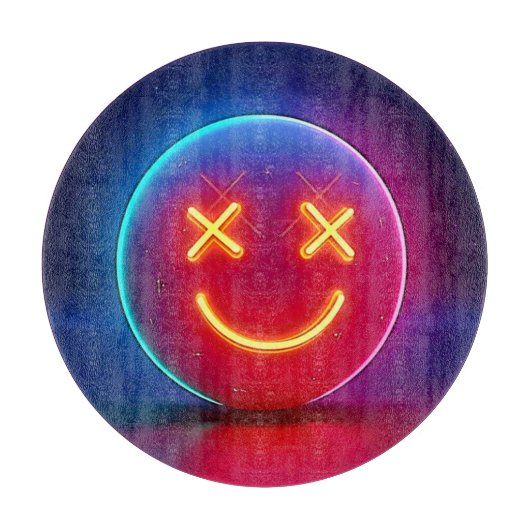 Neon Glow Smiley Schneidebrett (Vorderseite)