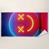 Neon Glow Smiley Strandtuch (Vorderseite)