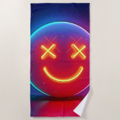 Neon Glow Smiley Strandtuch (Vorderseite)