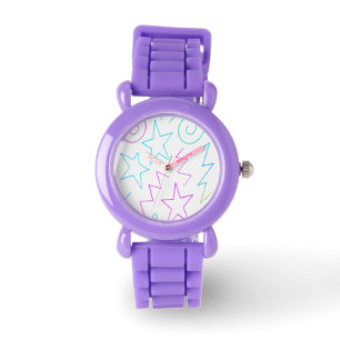 Neon Glow Stars & Wirbel Muster Armbanduhr